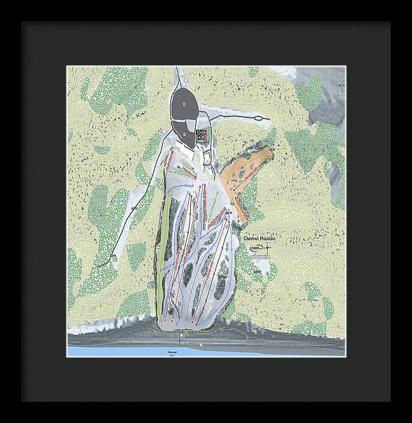 Chestnut Mountain Ski Trail Map - Framed Print - Powderaddicts