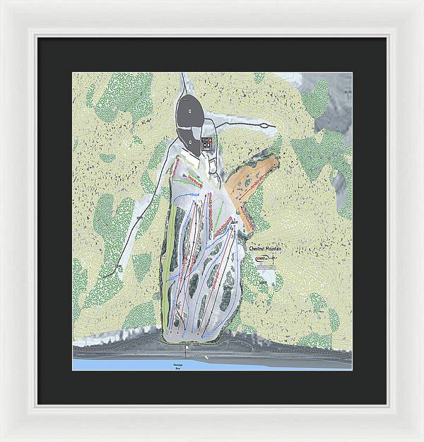 Chestnut Mountain Ski Trail Map - Framed Print - Powderaddicts