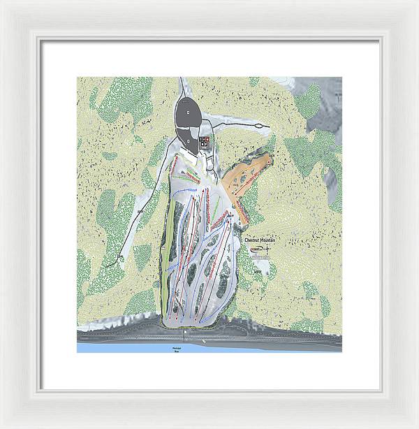 Chestnut Mountain Ski Trail Map - Framed Print - Powderaddicts