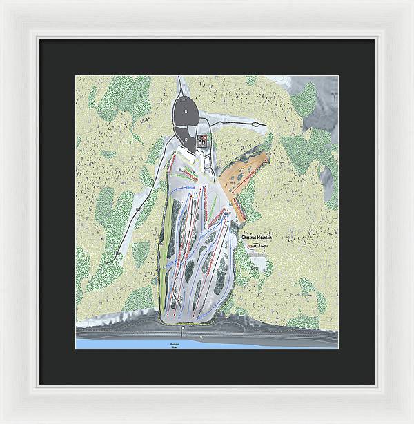Chestnut Mountain Ski Trail Map - Framed Print - Powderaddicts