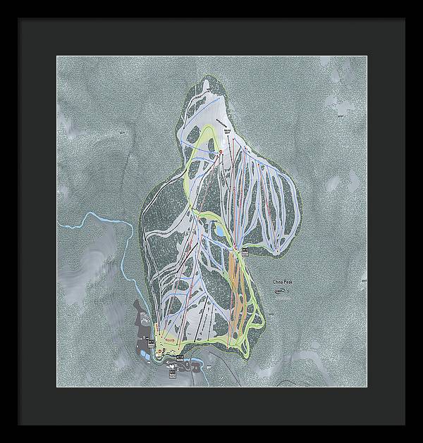 China Peak Ski Trail Map - Framed Print - Powderaddicts
