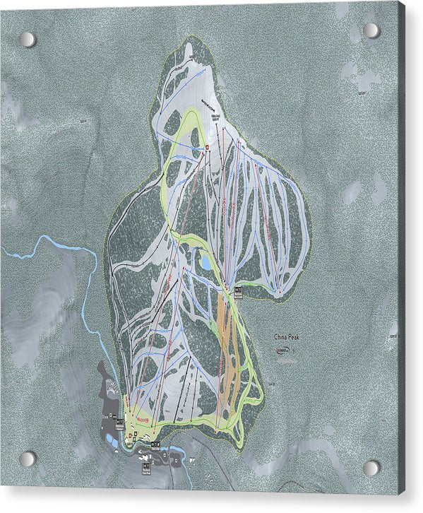 China Peak Ski Trail Map - Acrylic Print - Powderaddicts