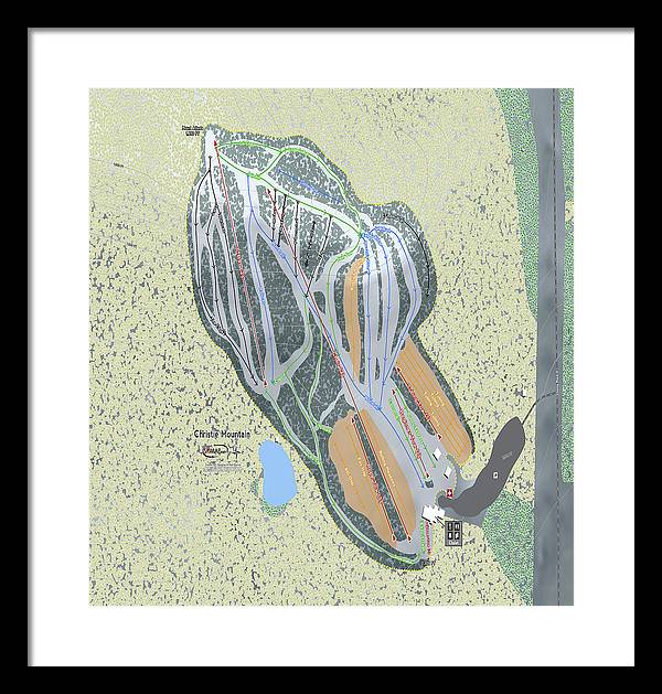 Christie Mountain Ski Trail Map - Framed Print - Powderaddicts