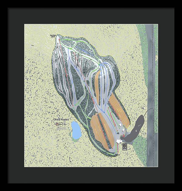 Christie Mountain Ski Trail Map - Framed Print - Powderaddicts
