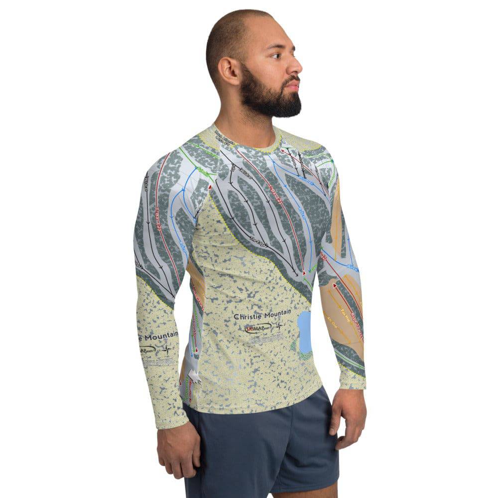 Christie Mountain, Wisconsin Ski Trail Map Men's Base Layer Top - Powderaddicts