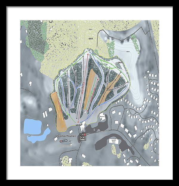 Christmas Mountain Ski Trail Map - Framed Print - Powderaddicts
