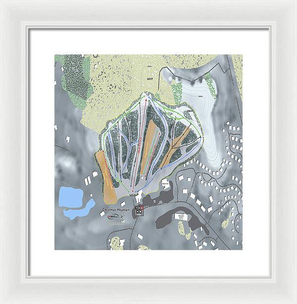 Christmas Mountain Ski Trail Map - Framed Print - Powderaddicts