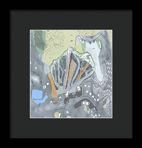 Christmas Mountain Ski Trail Map - Framed Print - Powderaddicts