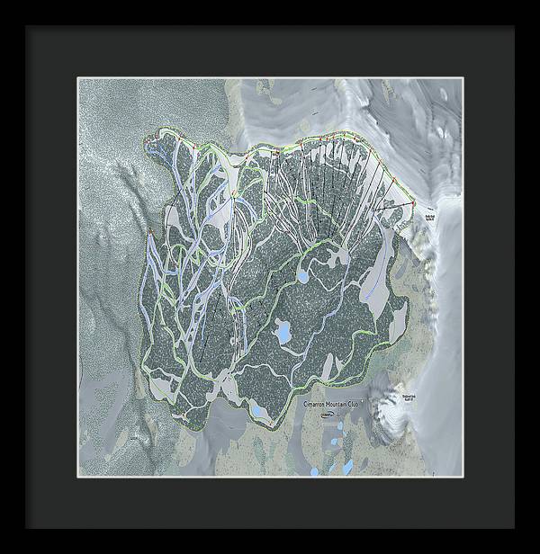 Cimarron Mountain Ski Trail Map - Framed Print - Powderaddicts