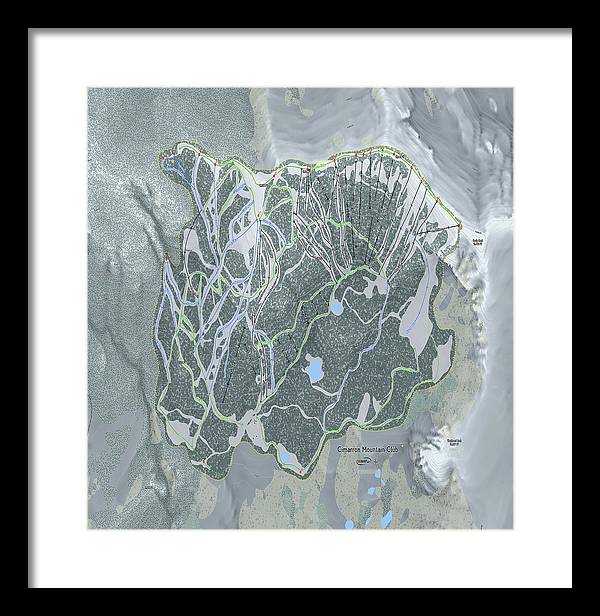 Cimarron Mountain Ski Trail Map - Framed Print - Powderaddicts