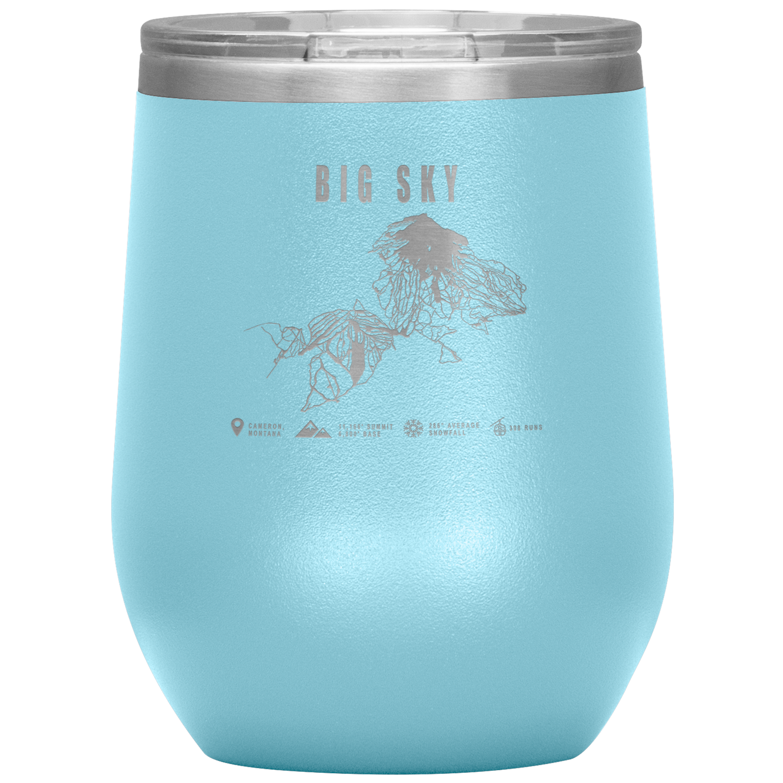 Big Sky Montana Ski Trail Map Wine 12oz Tumbler - Powderaddicts