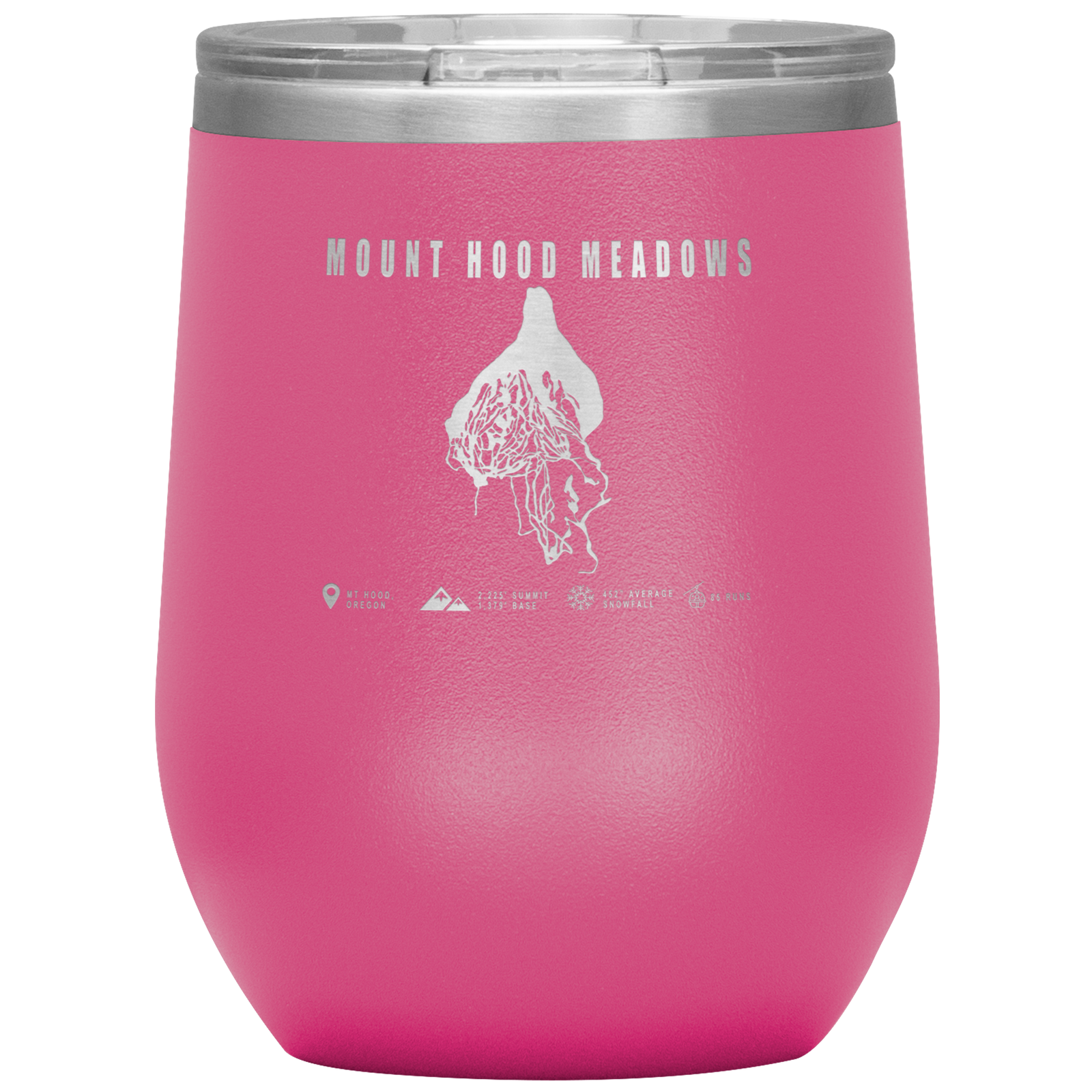 Mount Hood Meadows, Oregon Ski Trail Map Wine 12oz Tumbler - Powderaddicts