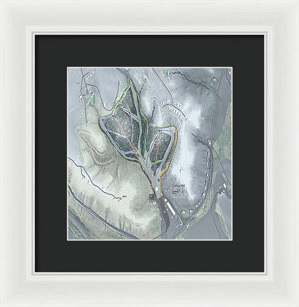 Coffee Mill Ski Trail Map - Framed Print - Powderaddicts