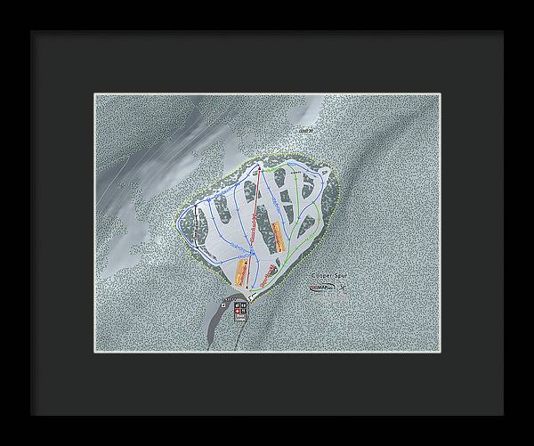 Cooper Spur Ski Trail Map - Framed Print - Powderaddicts