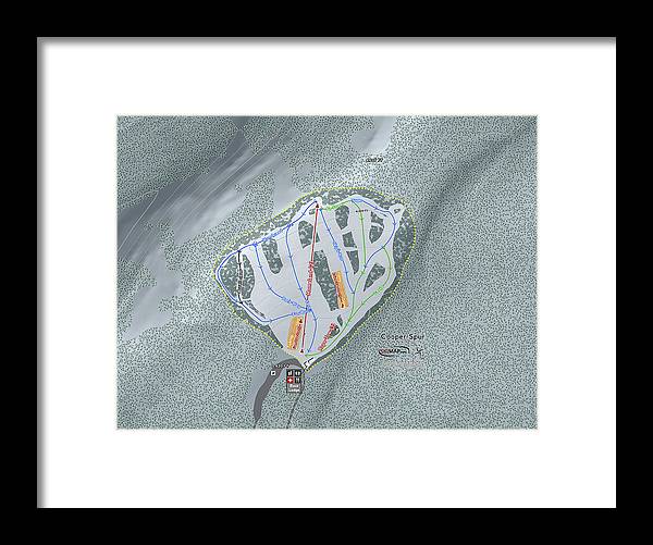 Cooper Spur Ski Trail Map - Framed Print - Powderaddicts