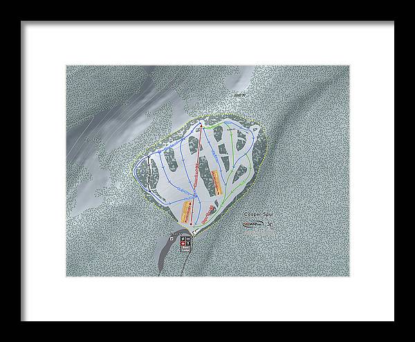 Cooper Spur Ski Trail Map - Framed Print - Powderaddicts
