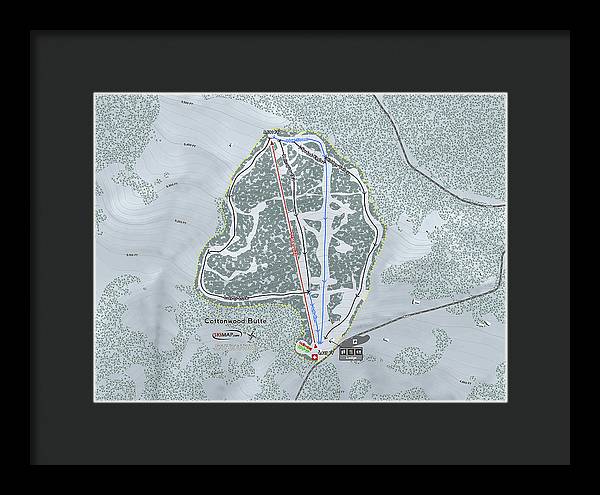 Cottonwood Butte Ski Trail Map - Framed Print - Powderaddicts