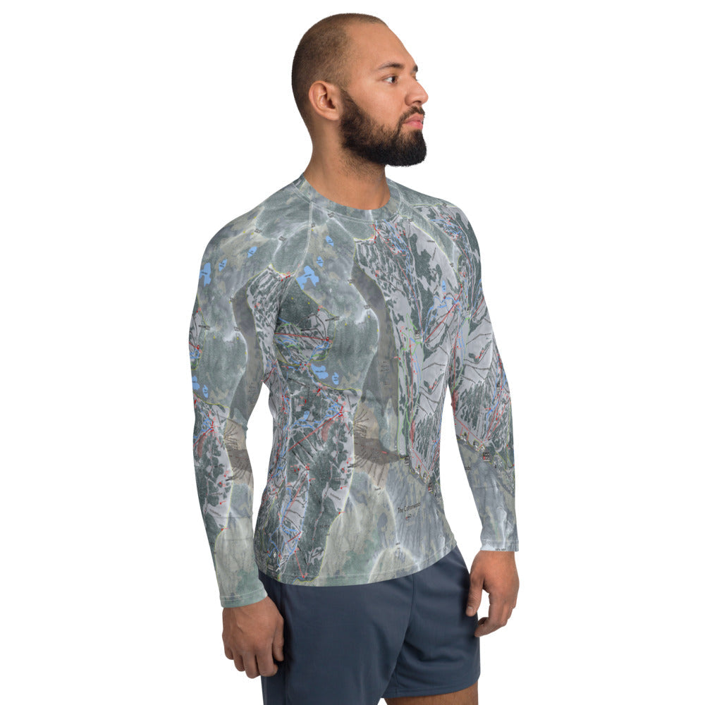 Cottonwood Canyons, Utah Ski Trail Map Men's Base Layer Top - Powderaddicts