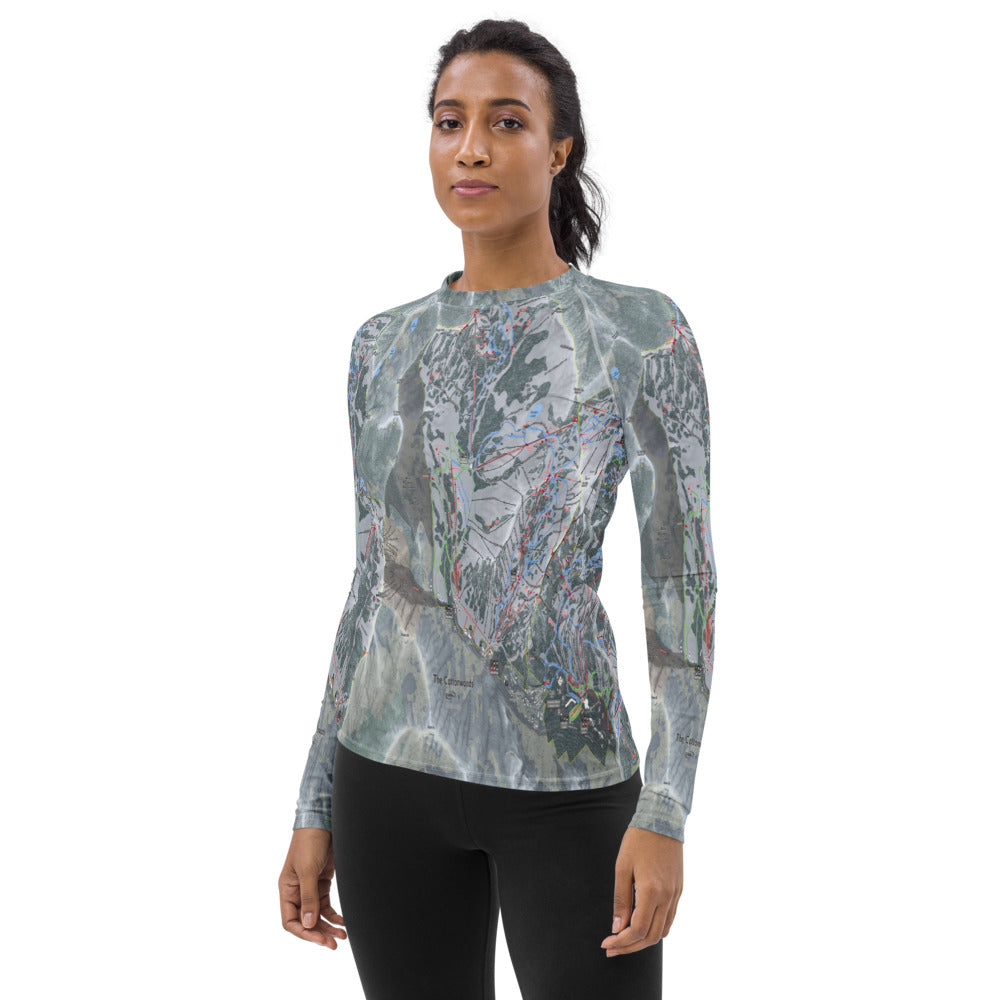 Cottonwood Canyons, Utah Ski Trail Map Women's Base Layer Top - Powderaddicts