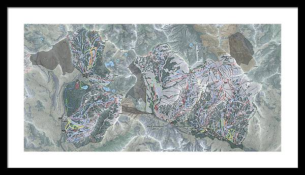 Cottonwoods Ski Trail Map - Framed Print - Powderaddicts