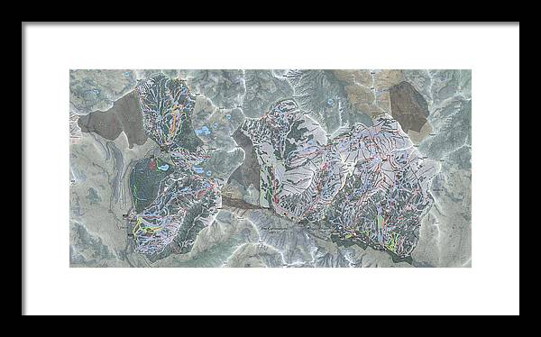 Cottonwoods Ski Trail Map - Framed Print - Powderaddicts