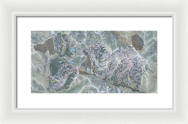 Cottonwoods Ski Trail Map - Framed Print - Powderaddicts