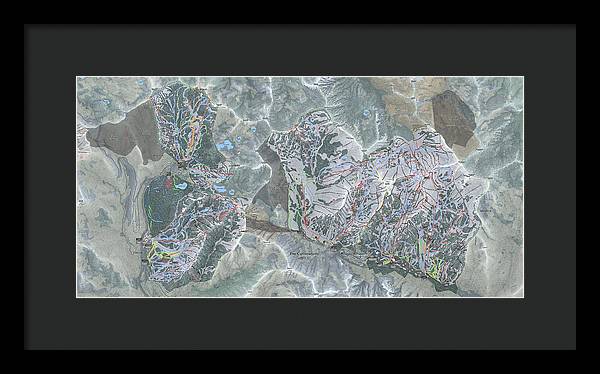 Cottonwoods Ski Trail Map - Framed Print - Powderaddicts