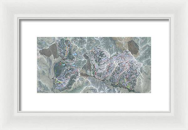 Cottonwoods Ski Trail Map - Framed Print - Powderaddicts