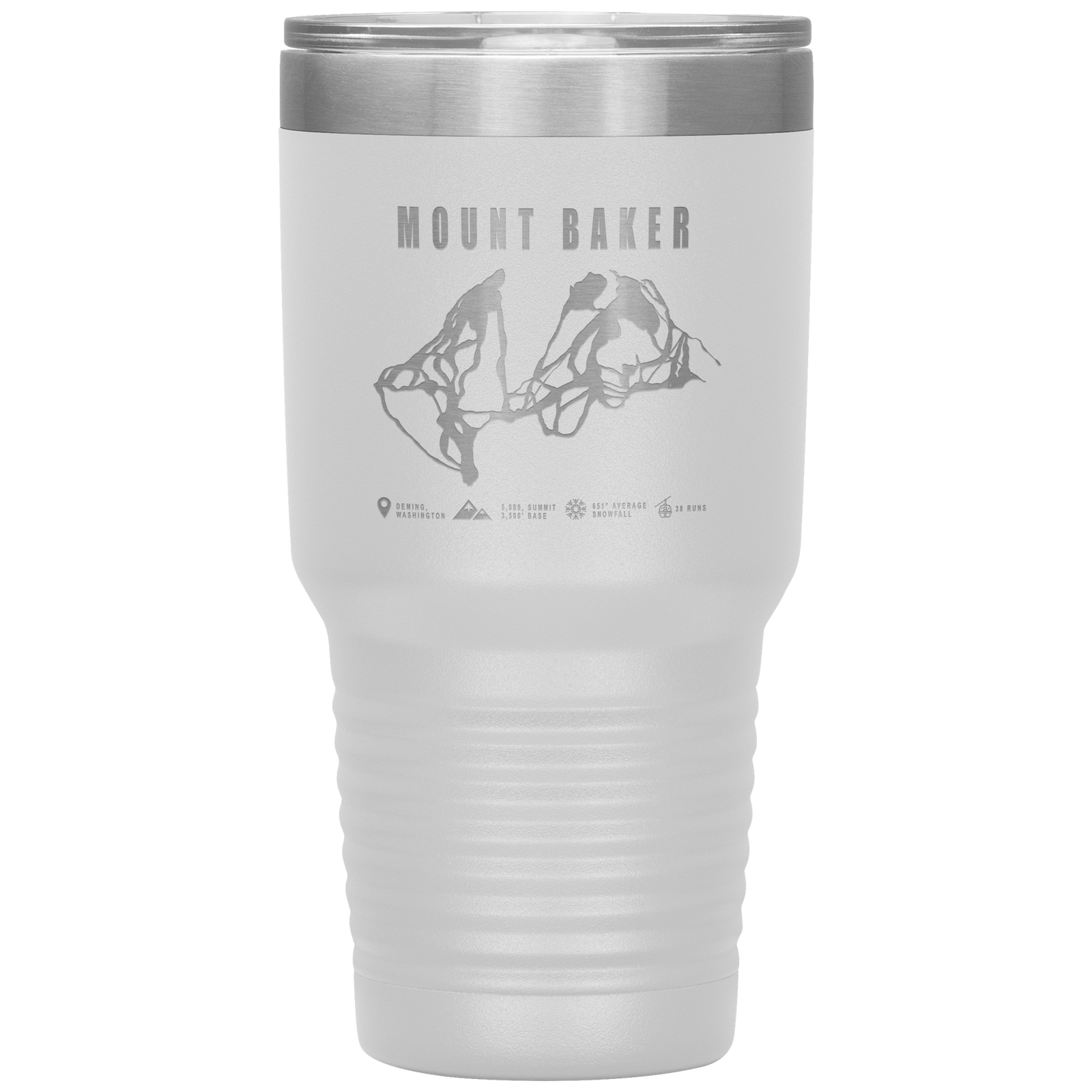 Mount Baker, Washington Ski Trail Map 30oz Tumbler - Powderaddicts