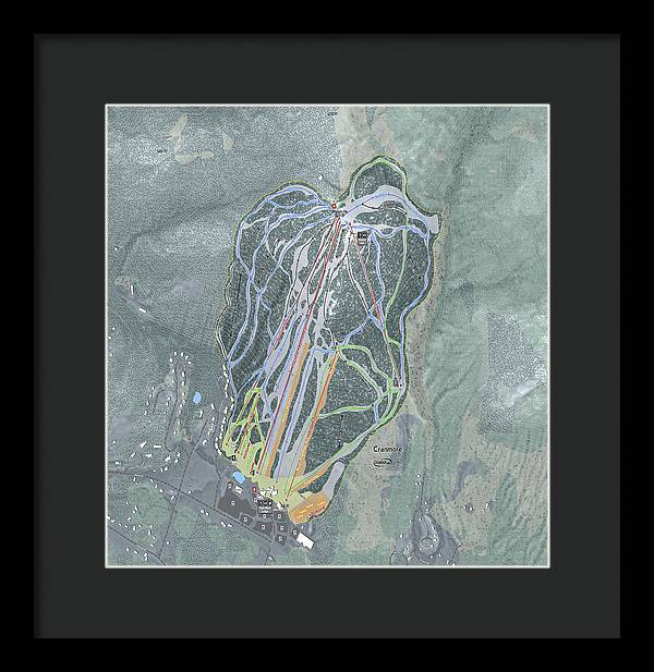 Cranmore Mountain Ski Trail Map - Framed Print - Powderaddicts