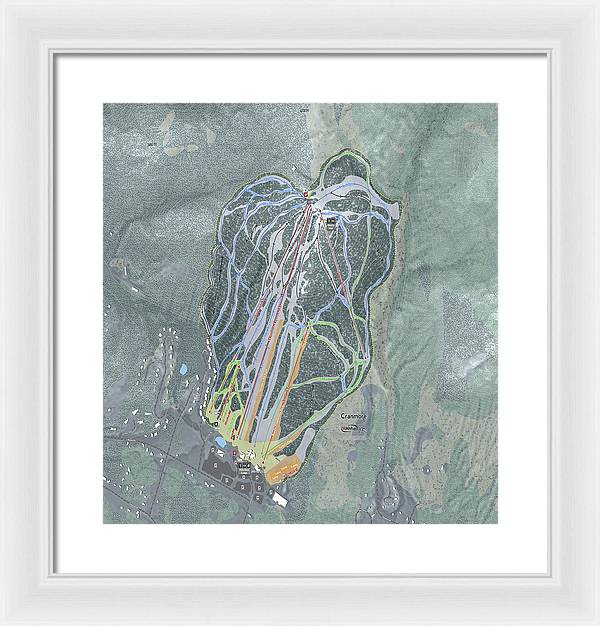Cranmore Mountain Ski Trail Map - Framed Print - Powderaddicts
