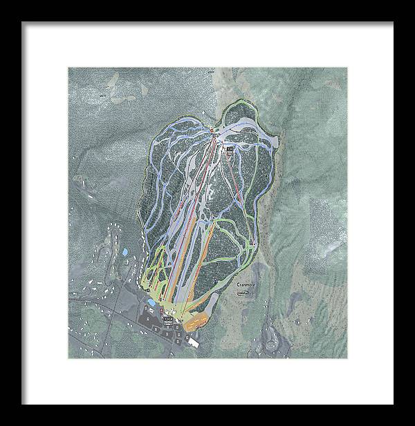 Cranmore Mountain Ski Trail Map - Framed Print - Powderaddicts