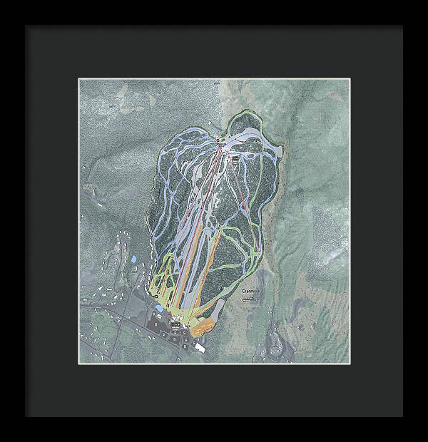 Cranmore Mountain Ski Trail Map - Framed Print - Powderaddicts