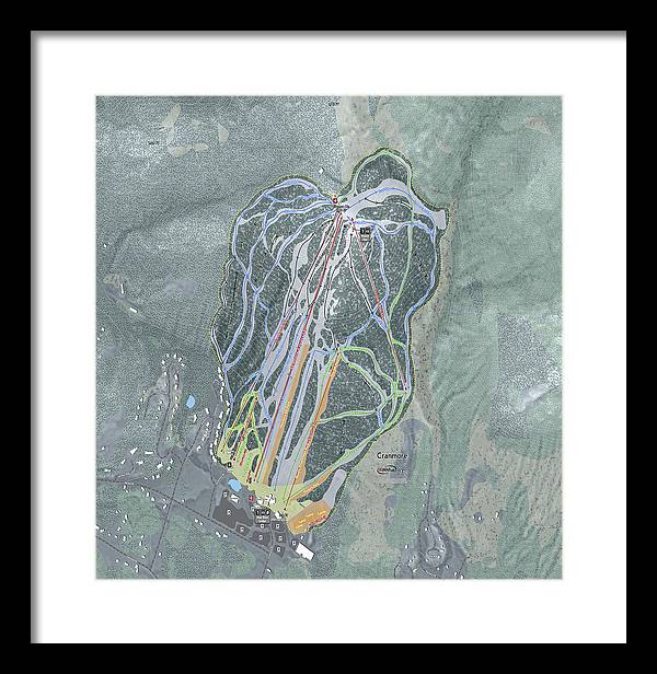 Cranmore Mountain Ski Trail Map - Framed Print - Powderaddicts
