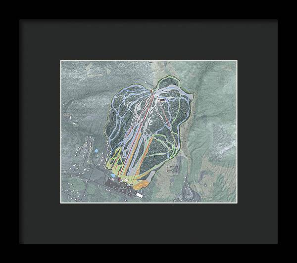 Cranmore Mountain Ski Trail Map - Framed Print