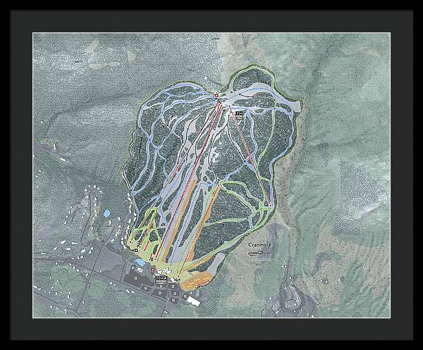 Cranmore Mountain Ski Trail Map - Framed Print