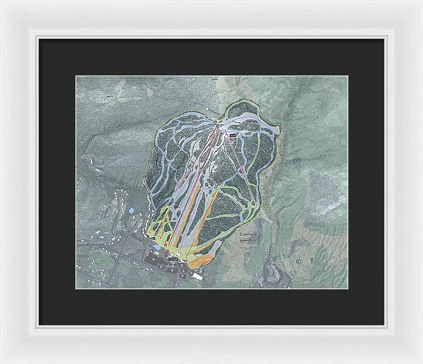 Cranmore Mountain Ski Trail Map - Framed Print