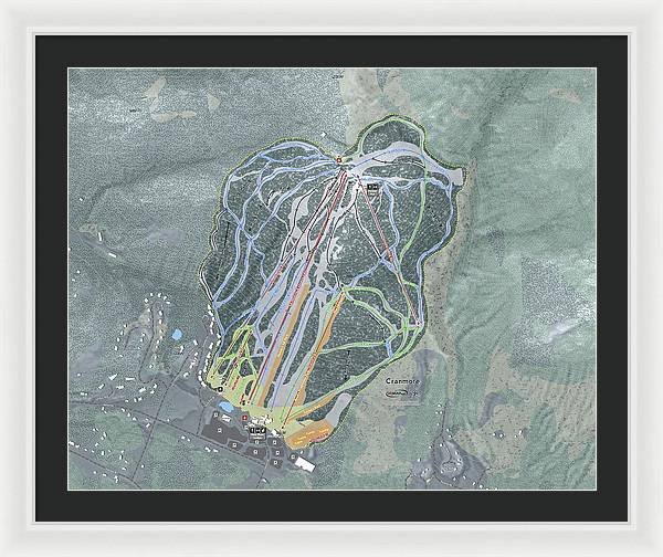 Cranmore Mountain Ski Trail Map - Framed Print