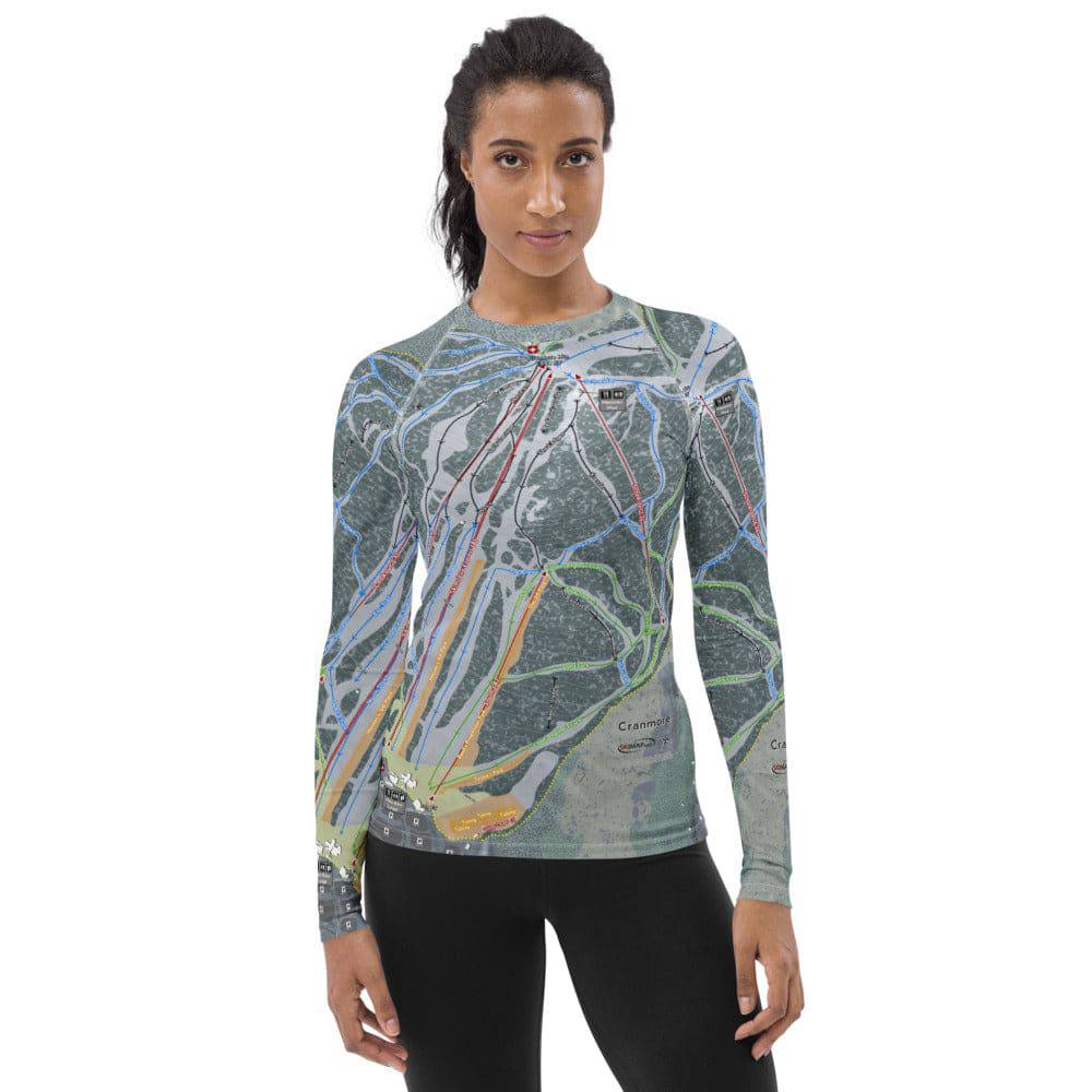 Cranmore, New Hampshire Ski Trail Map Women's Base Layer Top - Powderaddicts