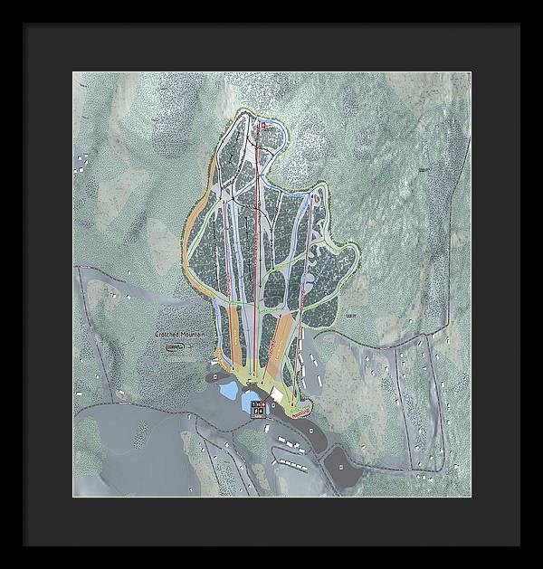 Crotched Mountain Ski Trail Map - Framed Print - Powderaddicts