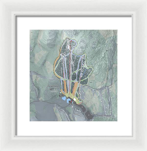 Crotched Mountain Ski Trail Map - Framed Print - Powderaddicts