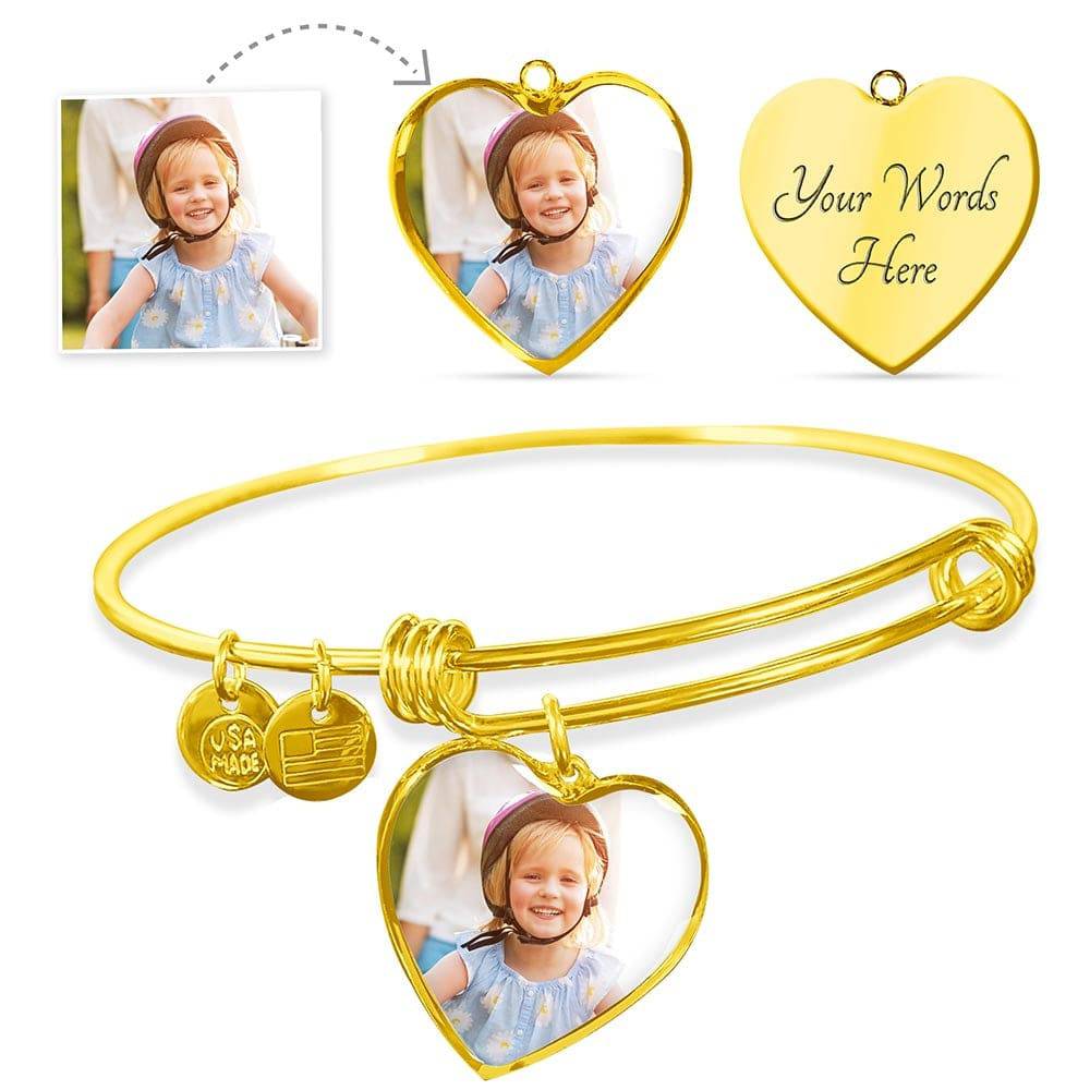 Custom Photo Heart Bangle - Powderaddicts