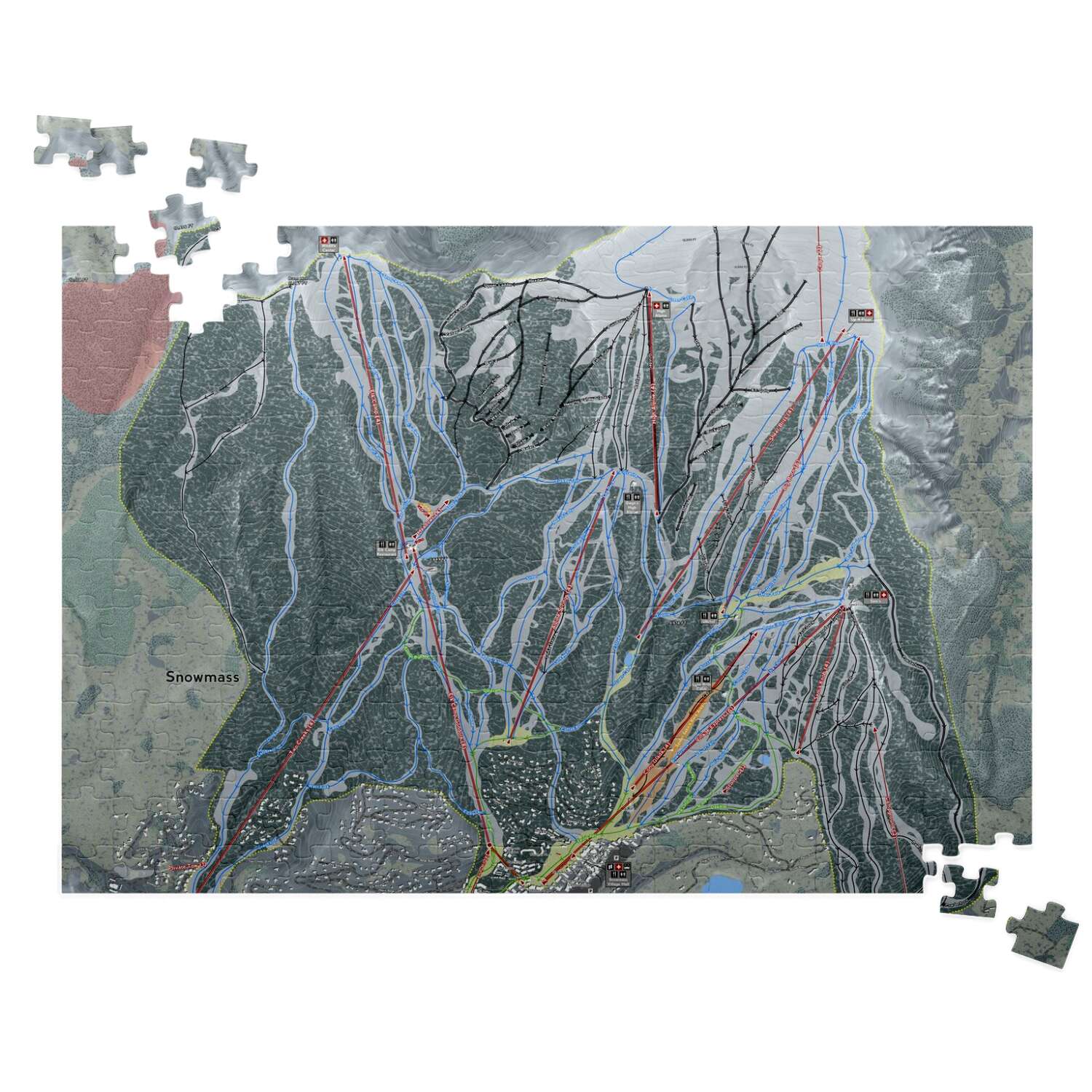 Snowmass, Colorado Ski Trail Map Puzzles - Powderaddicts