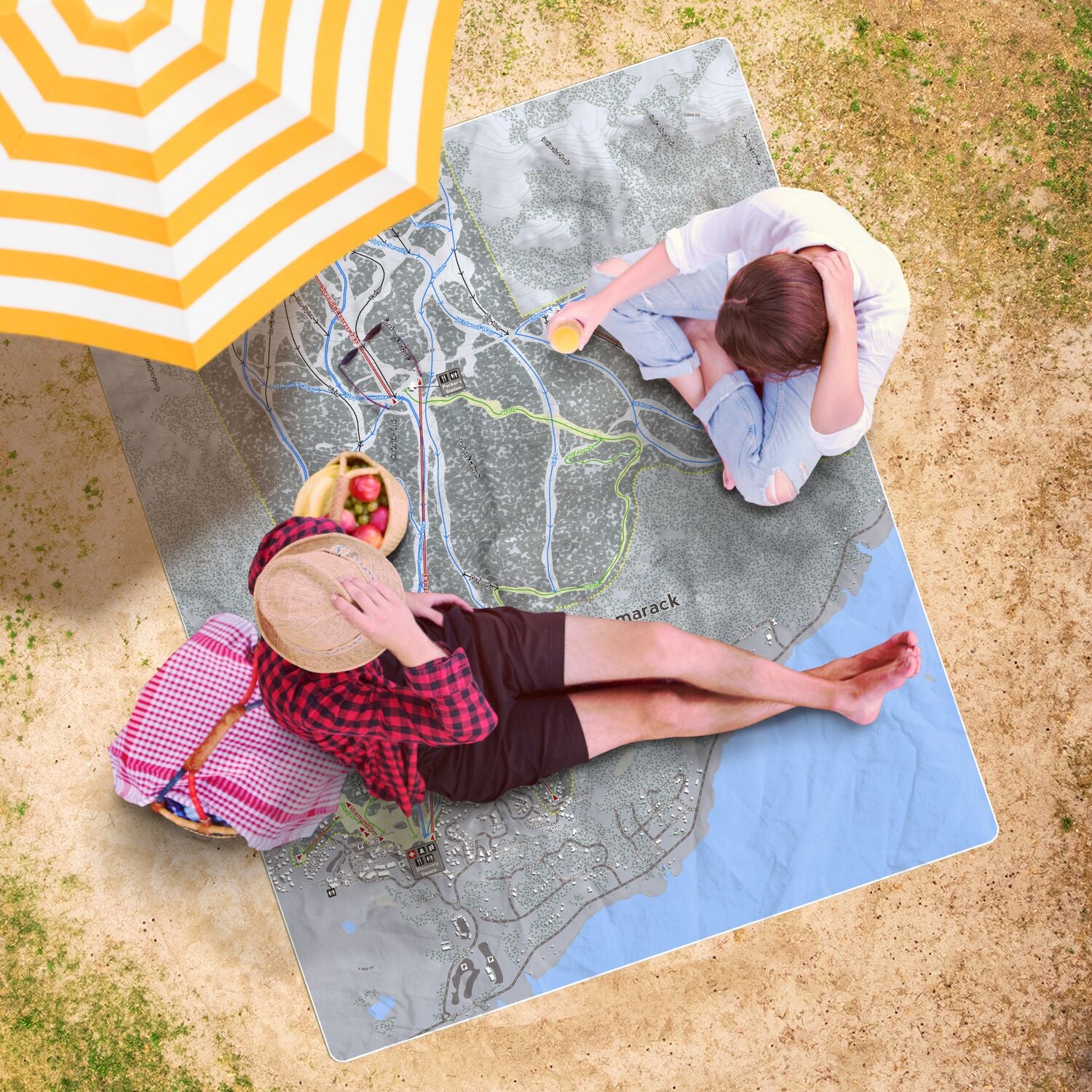 Tamarack, Idaho Ski Resort Map Printed Beach Towel - Powderaddicts