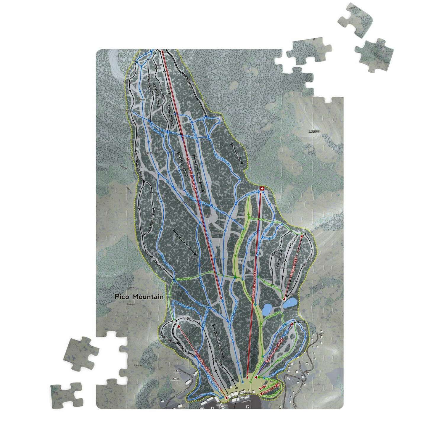 Pico Mountain, Vermont Ski Trail Map Puzzle - Powderaddicts