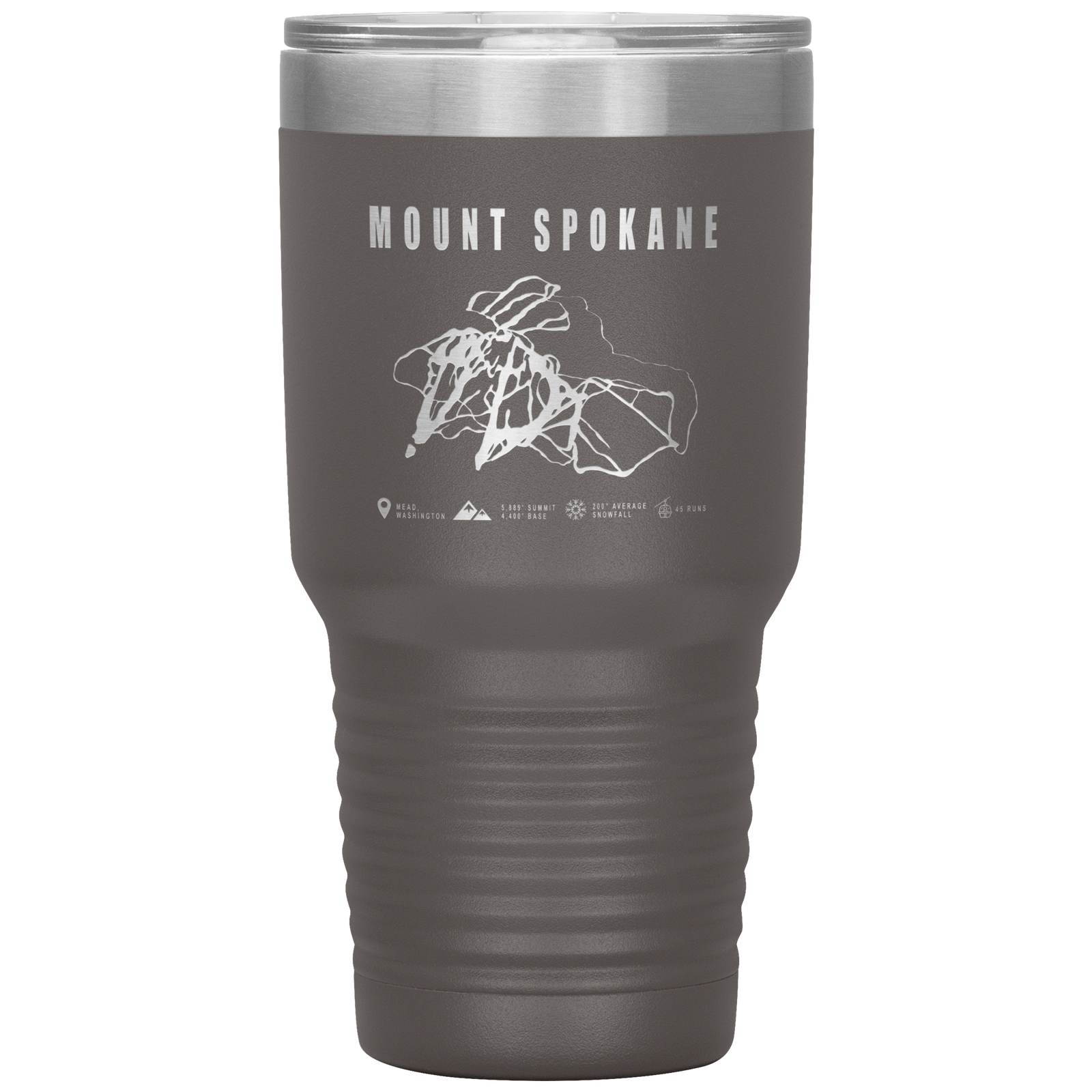 Mount Spokane, Washington Ski Trail Map 30oz Tumbler - Powderaddicts