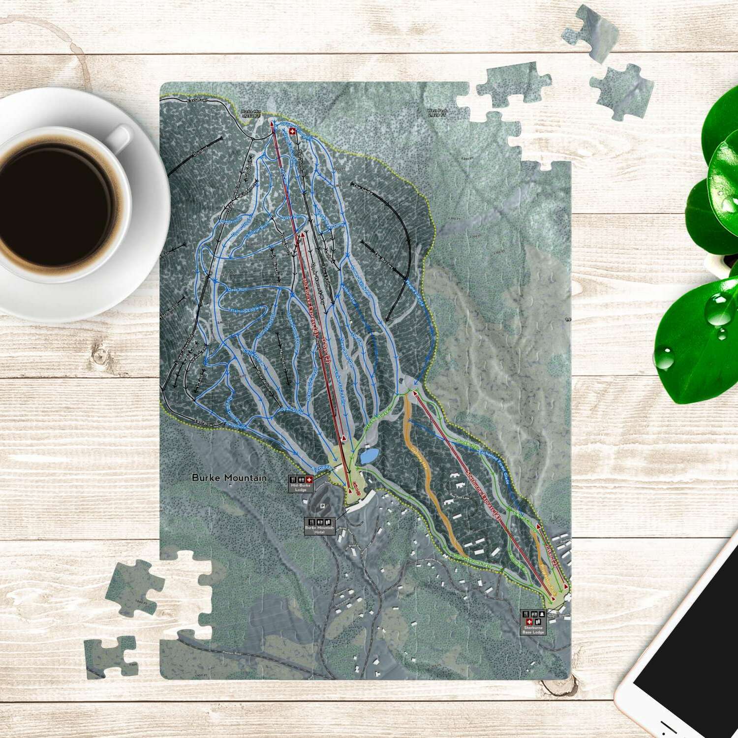 Burke Mountain, Vermont Ski Trail Map Puzzle - Powderaddicts