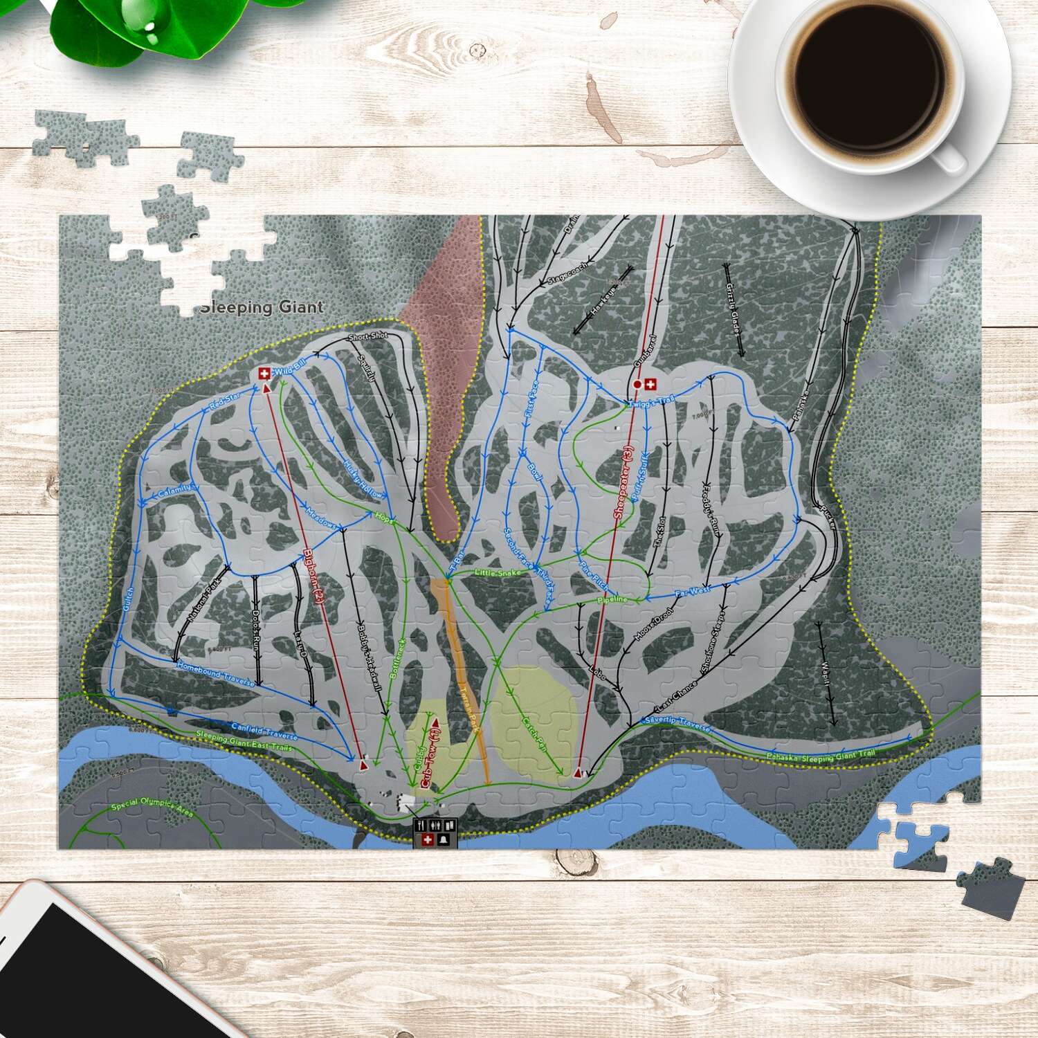 Sleeping Giant Wyoming Ski Trail Map Puzzle - Powderaddicts