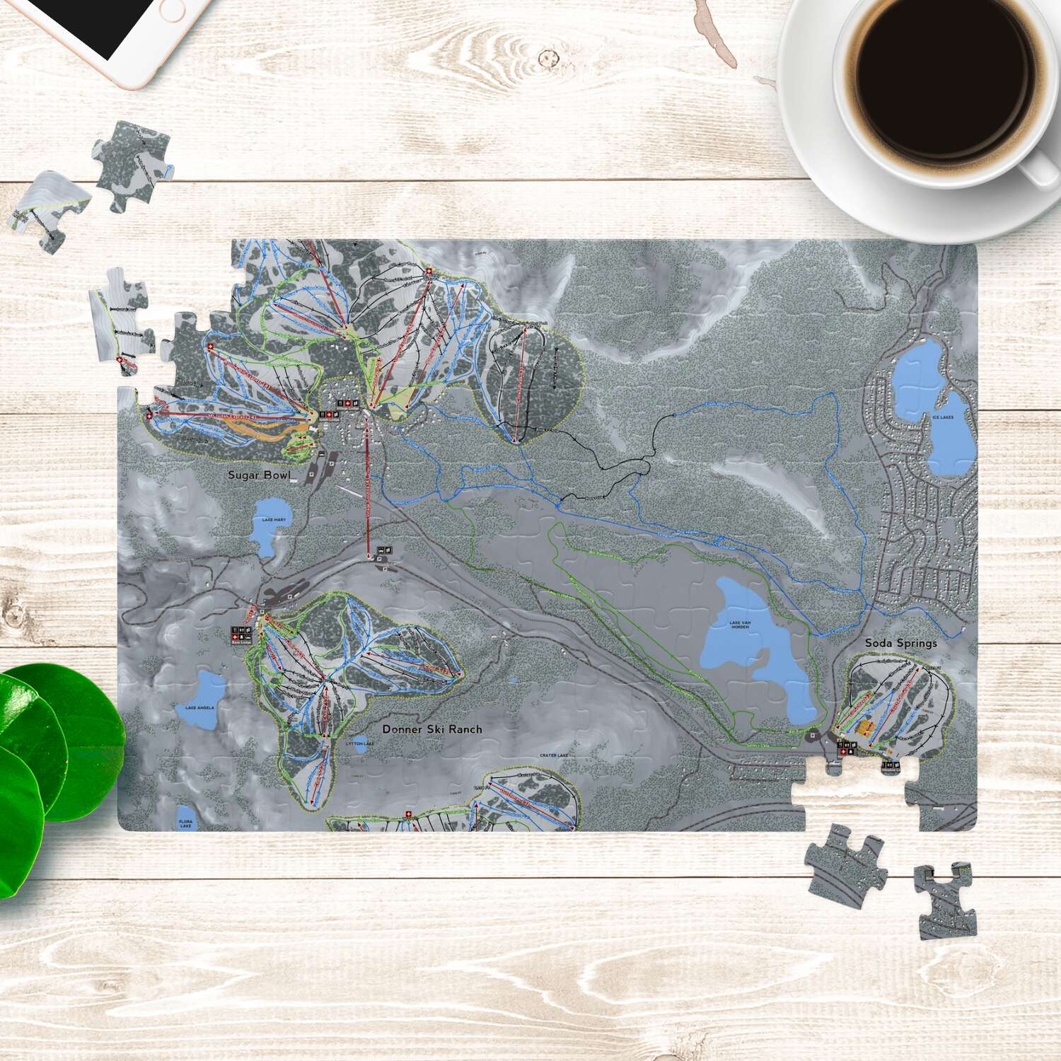 Donner Pass, California Ski Trail Map Puzzle - Powderaddicts