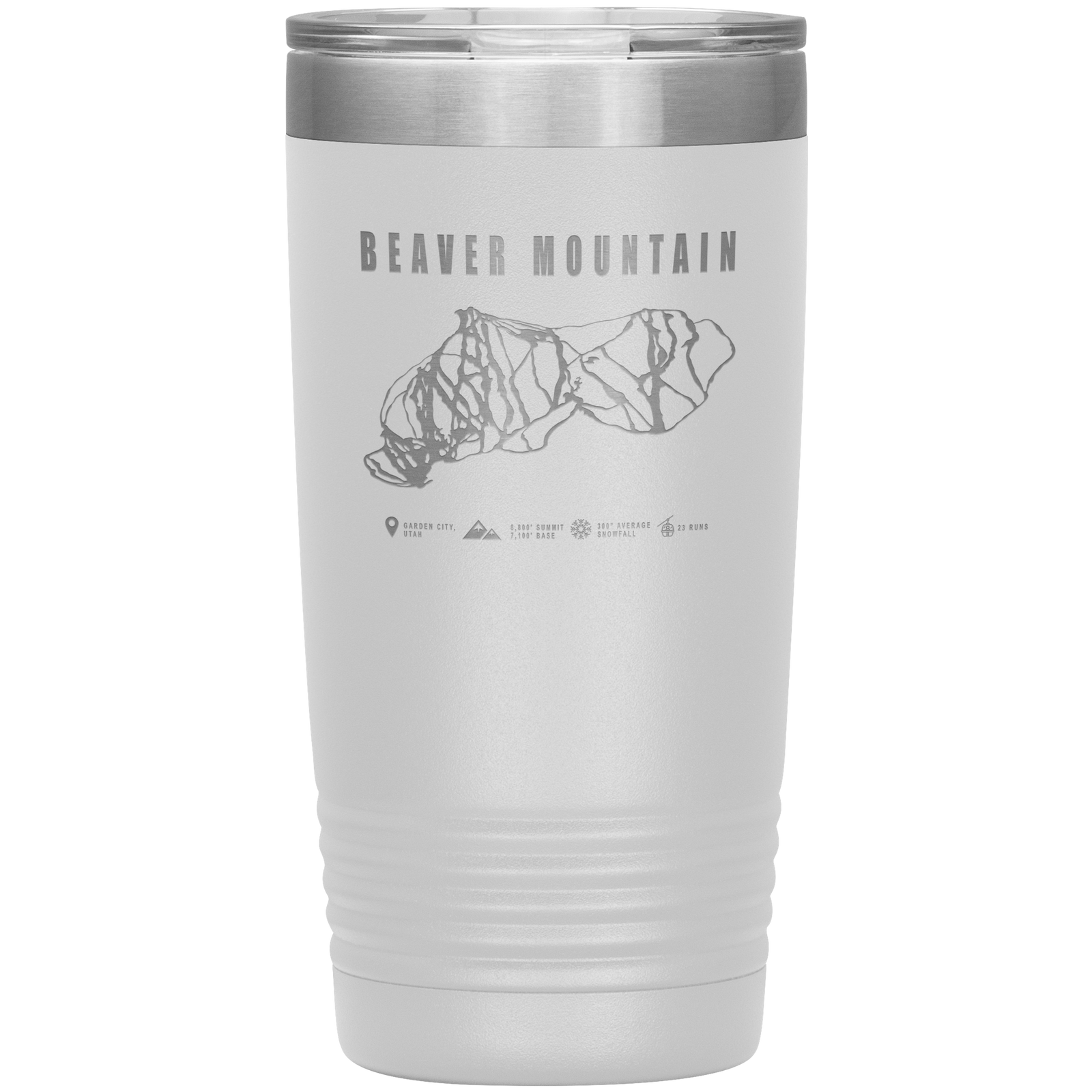 Beaver Mountain,Utah Ski Trail Map 20oz Tumbler - Powderaddicts